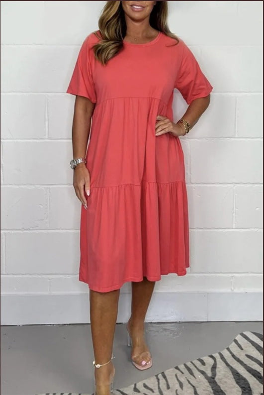 Dame afslappet midikjole med legende flæser Stilla