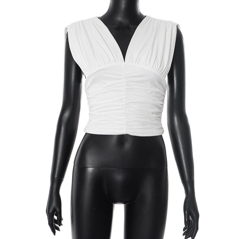 Dame Cropped Top med innovativ rynkeeffekt Stilla