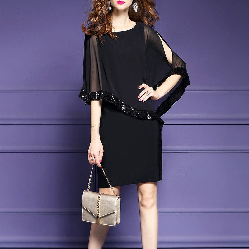 Dame Elegant Chiffon-overlay-kjole Stilla