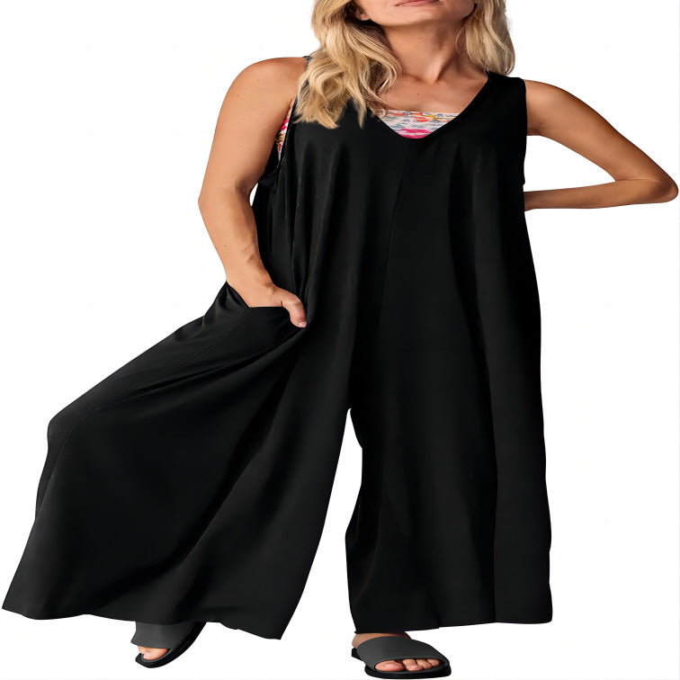 Dame jumpsuit i blødt materiale med sidelommer Stilla
