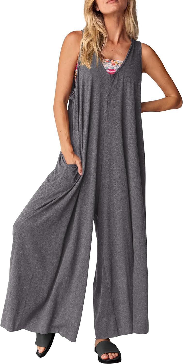 Dame jumpsuit i blødt materiale med sidelommer Stilla