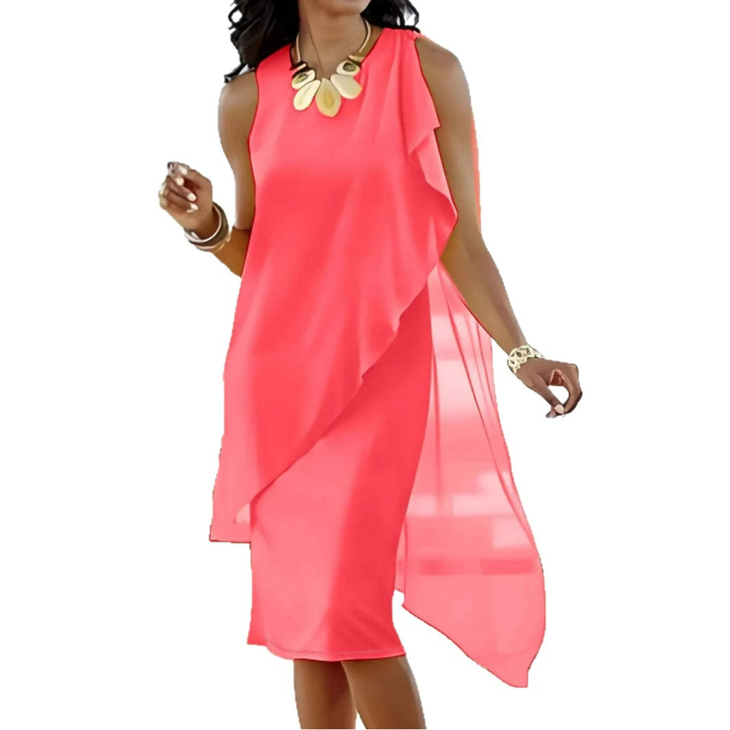 Dame Elegant Asymmetrisk Shiftkjole Stilla