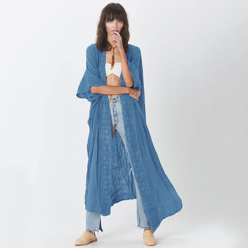 Dame afslappet strandkimono med fin spids og løs pasform Stilla