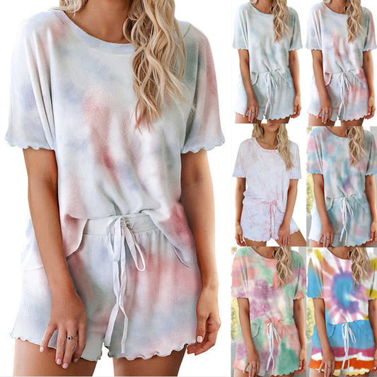 Dame afslappet fritidssæt med moderigtig batikmønster og elastisk talje Stilla