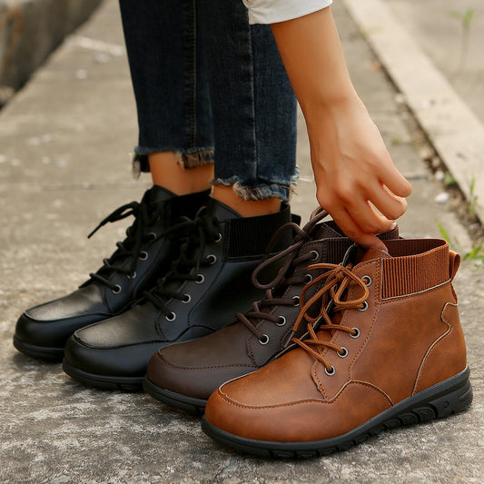 Dame snørestøvler med elastisk ankelbånd og skridsikker sål Stilla