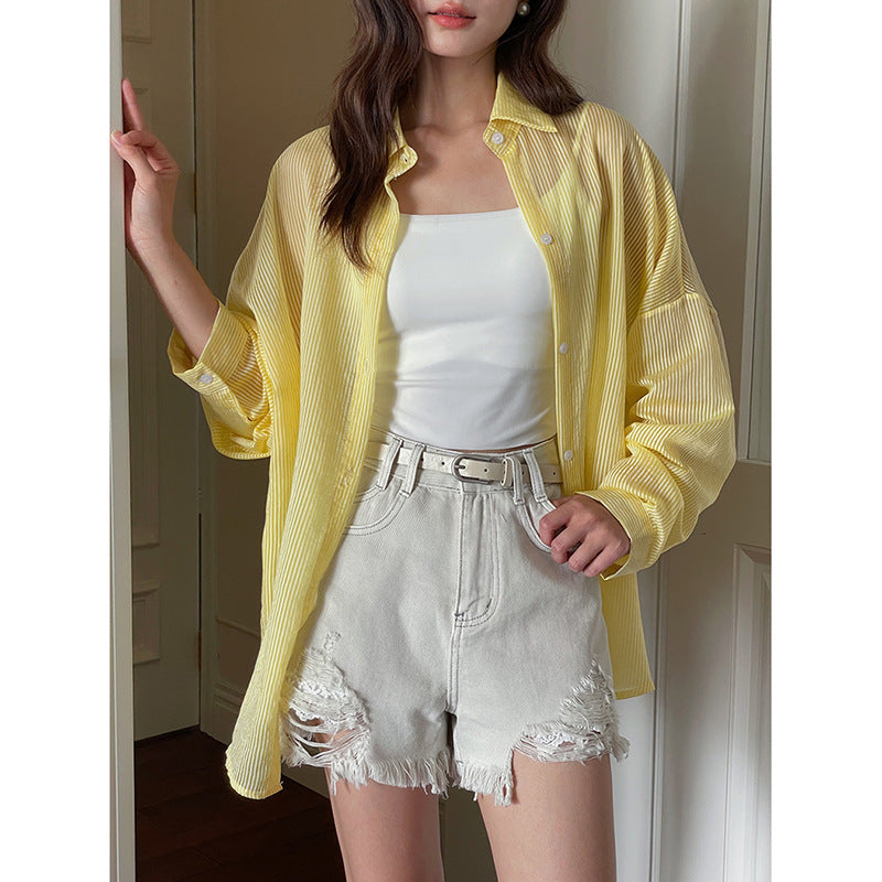 Dame Destroyed Denim-Shorts med afslappet snit og vintage-detaljer Stilla