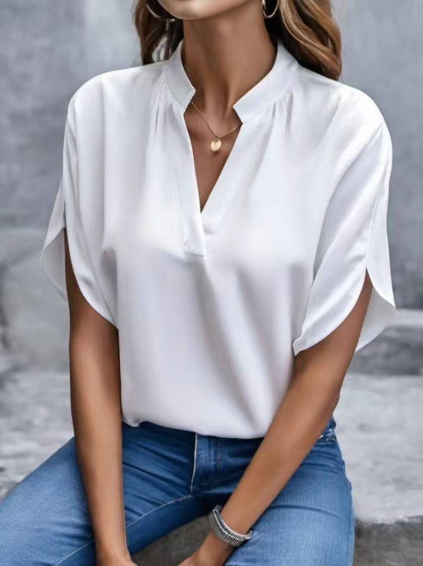 Dame elegant bluse med kortærmet Stilla