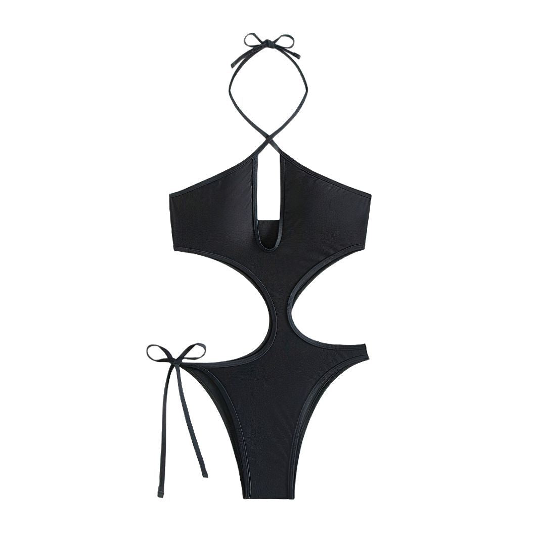 Dame Cut-Out Badedragt med spændende V-udskæring og elegant snøring Stilla