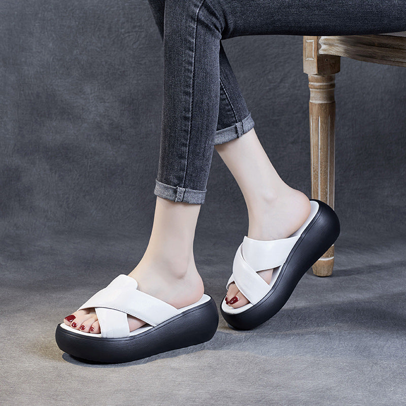 Dame Cross-Strap Platform Slide Sandaler Stilla