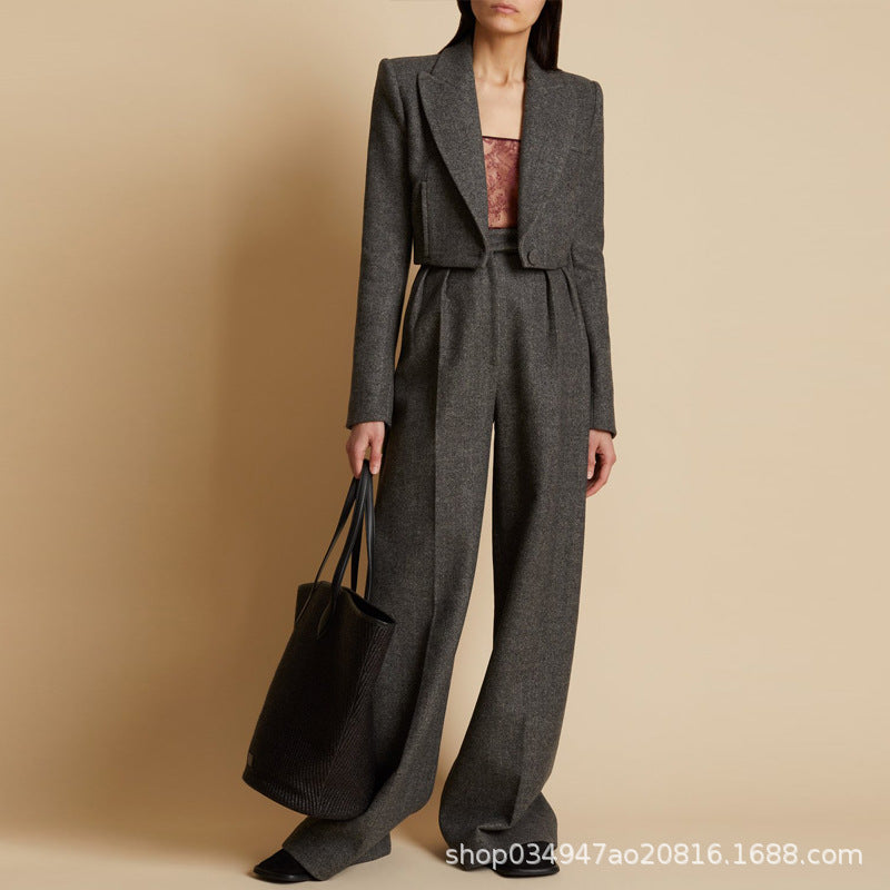 Dame elegant bred stofbukser med høj talje og modeshow bælte Stilla