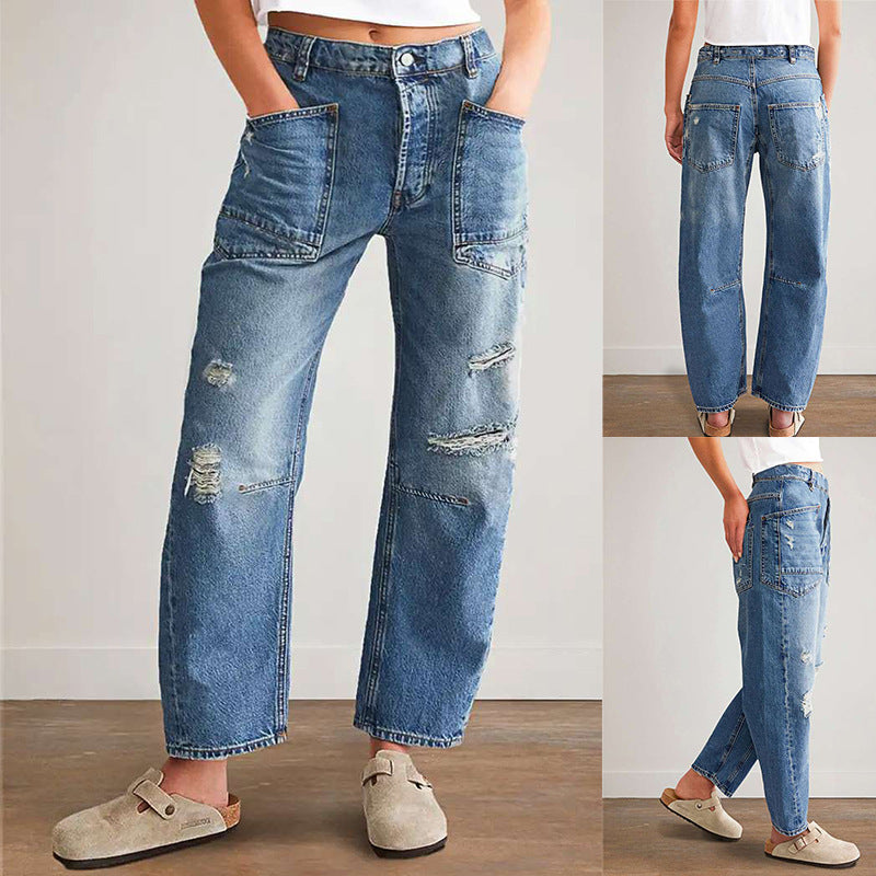 Dame denimbukser med store lommer Stilla