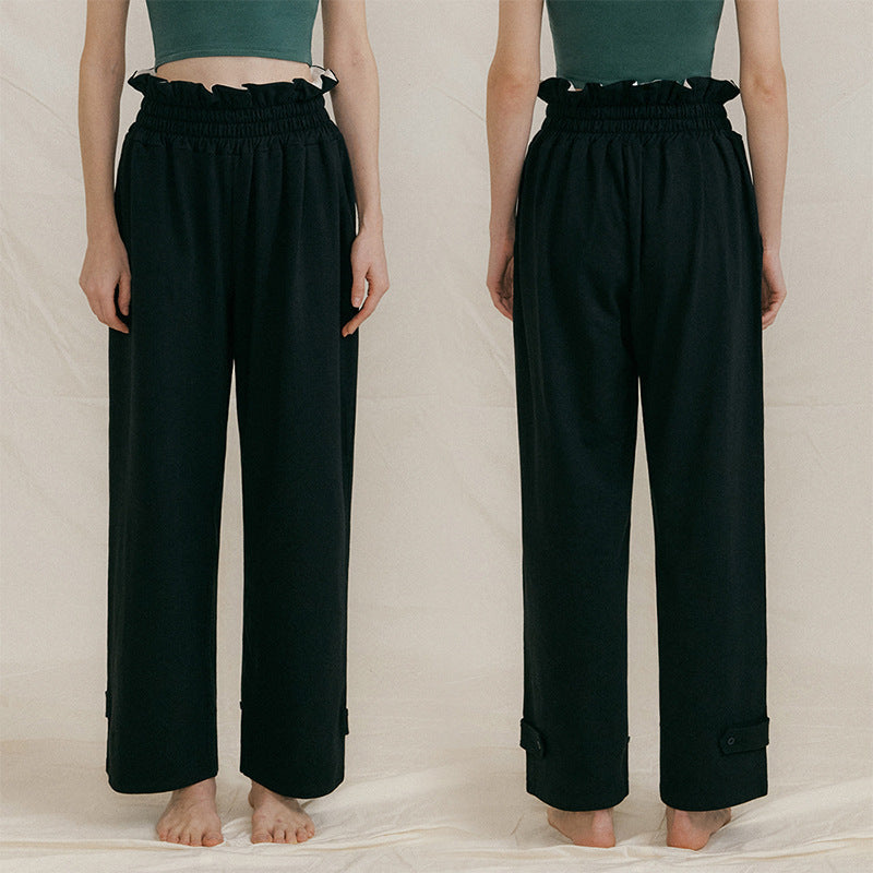Dame bred chinos med elastisk talje og mode detaljer Stilla