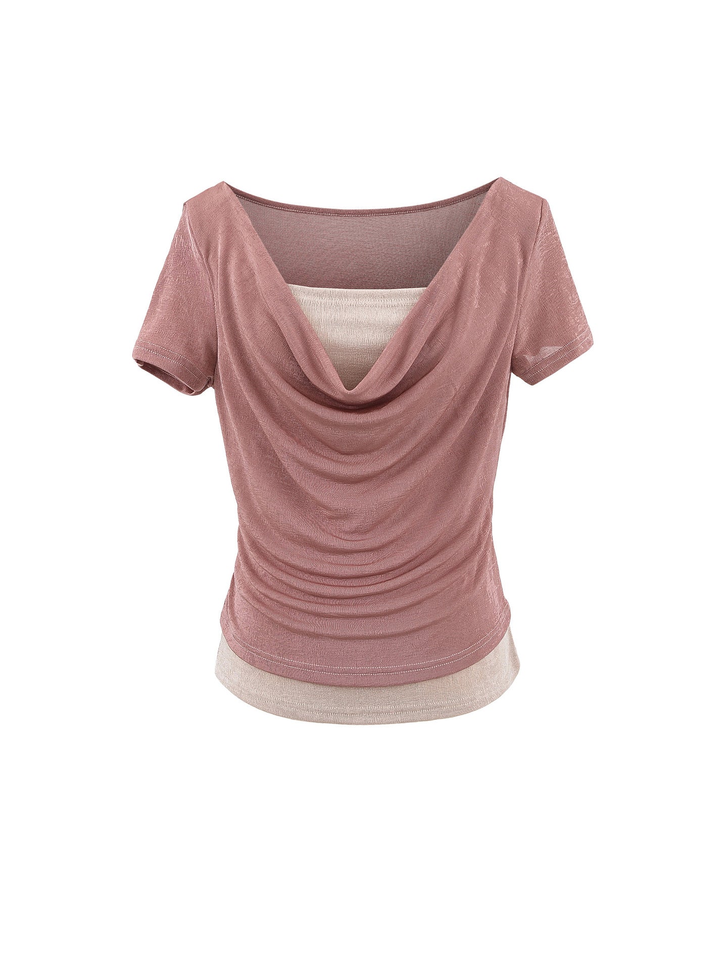 Dame elegant drapeetop med legende design og rund halsudskæring Stilla