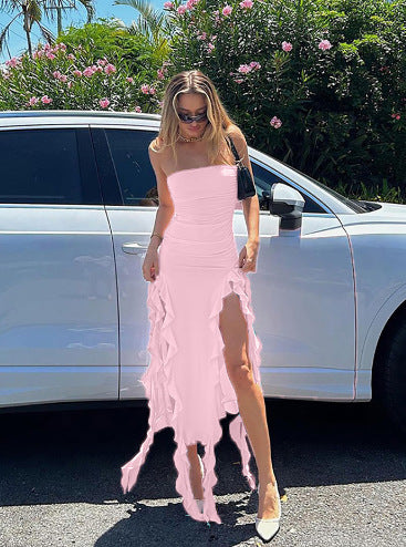 Dame Elegant Flæse Høj-Slid Maxi Kjole Stilla