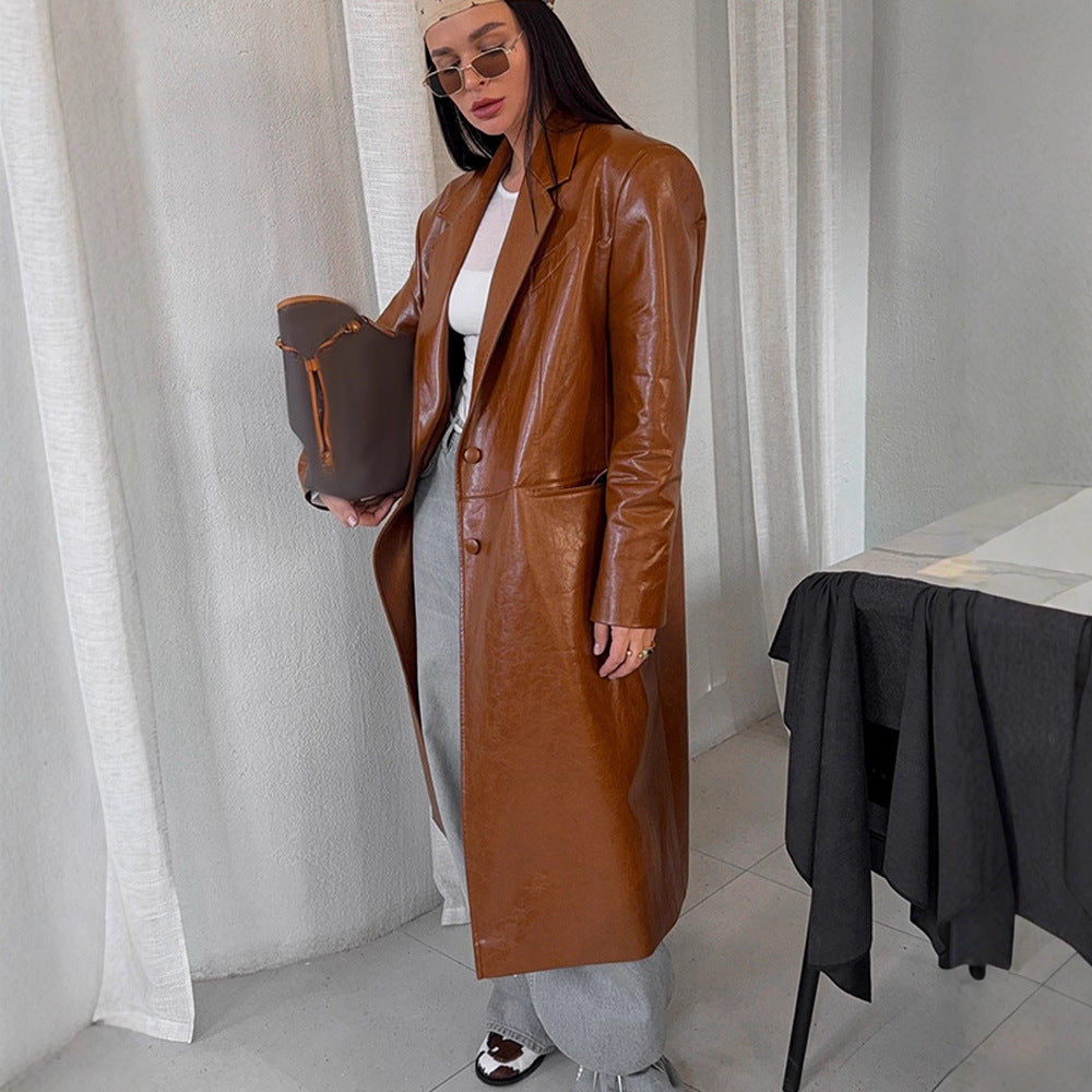 Dame Ekstravagant Læderfrakke Stilla