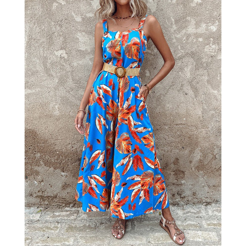 Dame Blomsterprint Bredbenet Jumpsuit Stilla