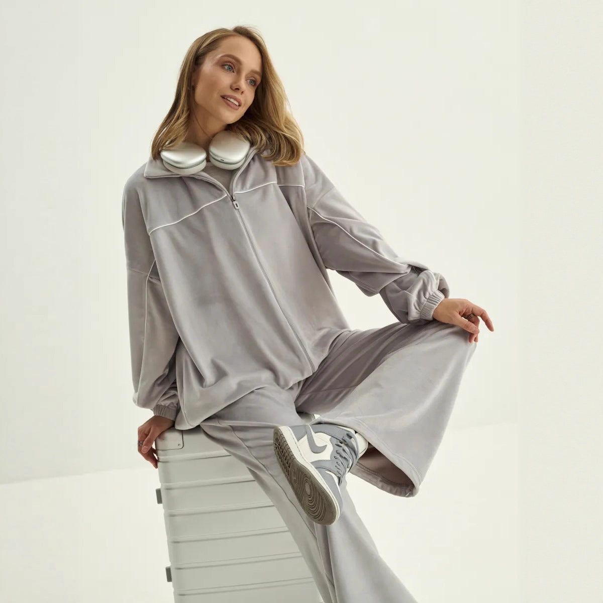 Dame afslappet fleecejakke med høj krave Stilla