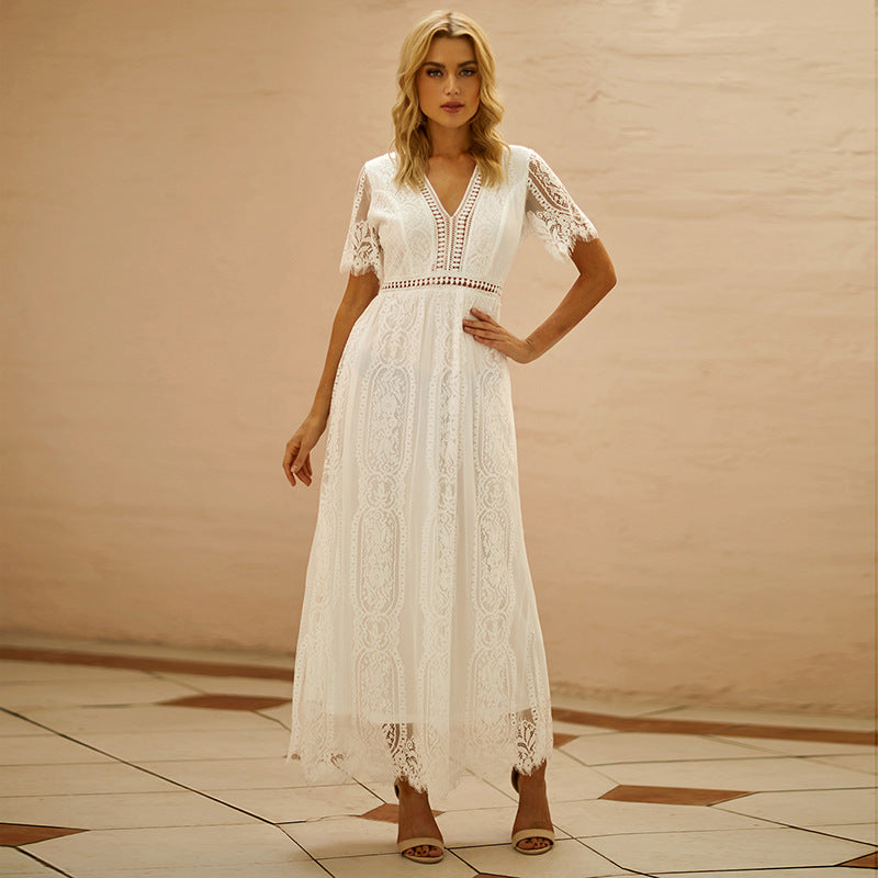 Dame Elegant Bohemian Spids Maxi Kjole Stilla