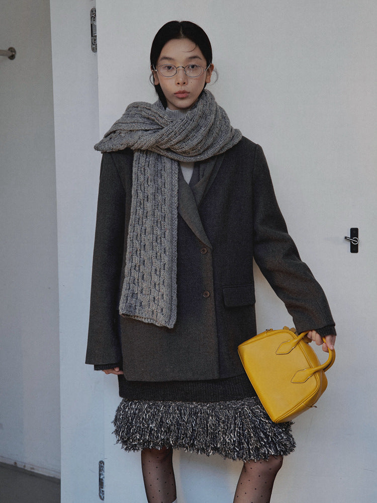 Dame afslappet oversized blazer med struktureret materiale og praktiske lommer Stilla