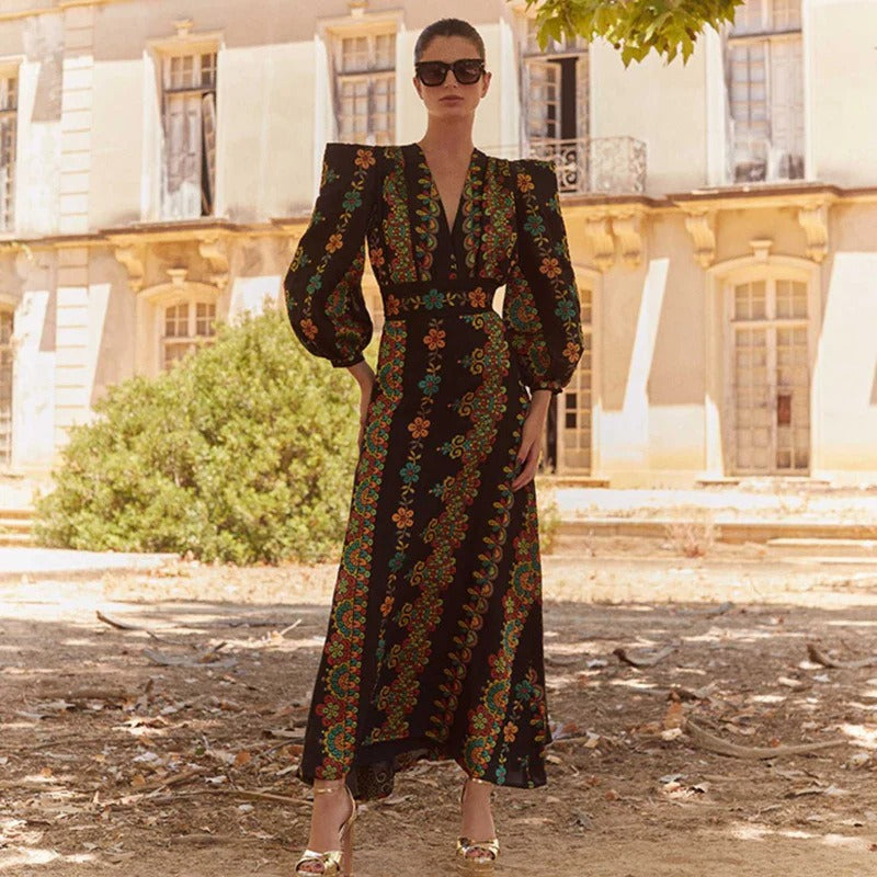 Dame Elegant Bluse med puffærmer og blomsterbroderi Stilla