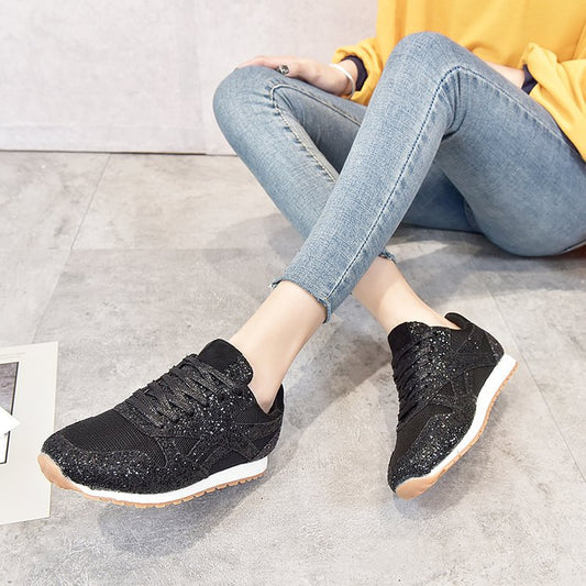 Dame Sneakers med glitrende overmateriale Stilla