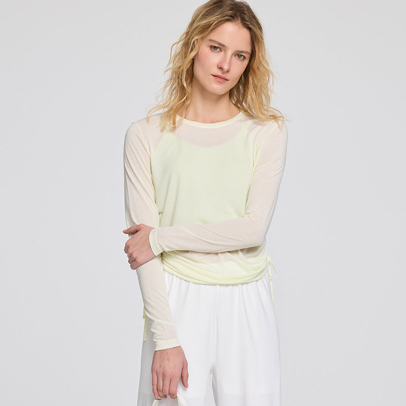 Dame afslappet langærmet skjorte med justerbar søm og åndbare egenskaber Stilla