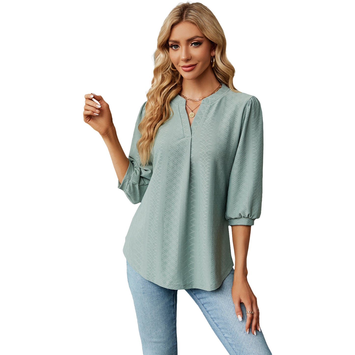 Dame elegant bluse med elegante pufærmer Stilla