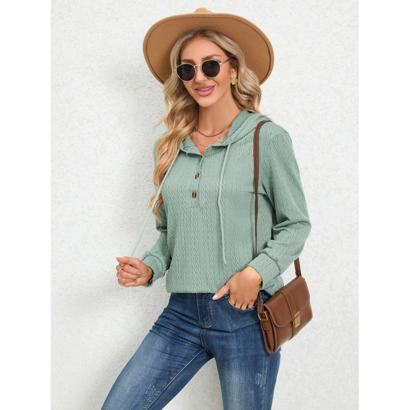 Dame afslappet hætte sweatshirt med knaplukning Stilla