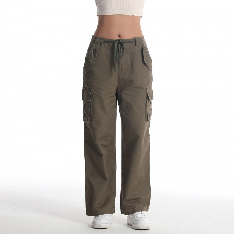 Damer Casual Cargo Bukser med bred pasform og adskillige lommer Stilla