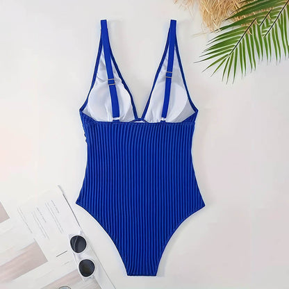 Dame Elegant Ribbet One-Piece Badetøj Stilla