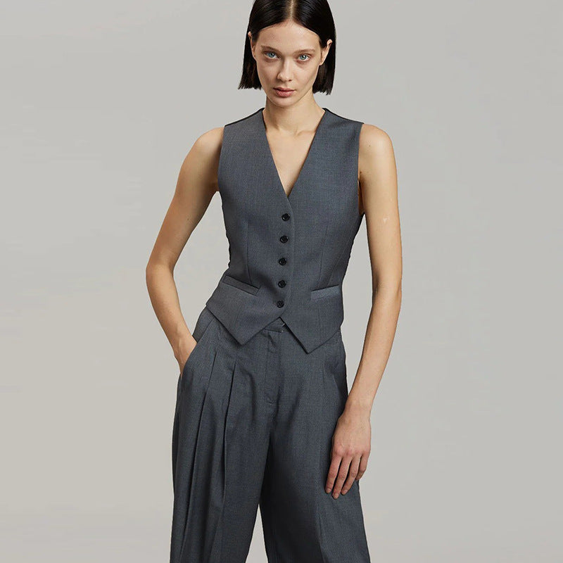 Dame elegant figursyet vest med knapdetaljer og smal pasform Stilla