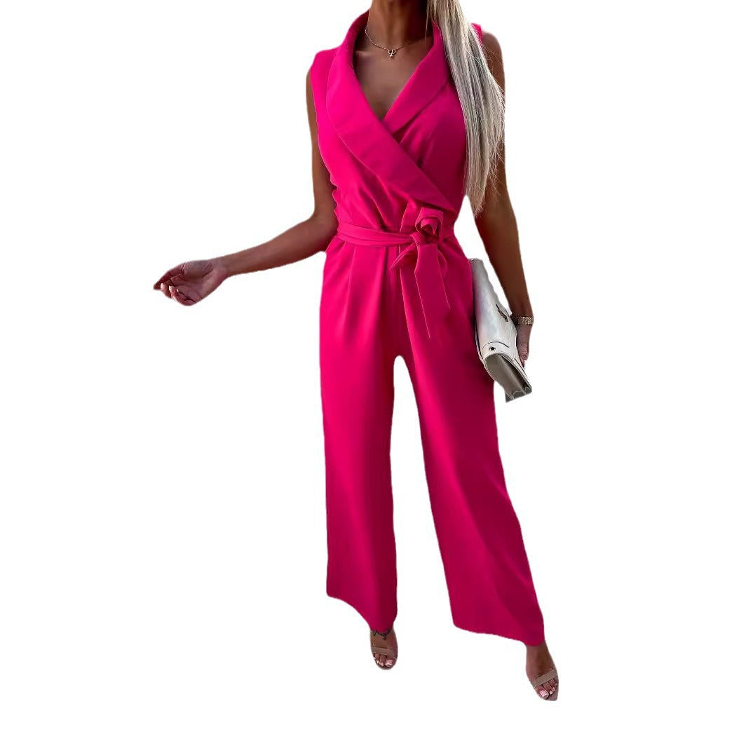 Femme Eleganter Bredbens Jumpsuit med Bæltevask Stilla