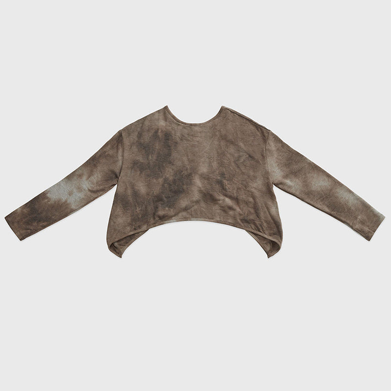 Dame afslappet cropped sweater i batikdesign Stilla