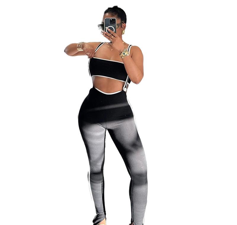 Dame Sporty Jumpsuit med justerbare stropper og sidelange kontraststriber Stilla
