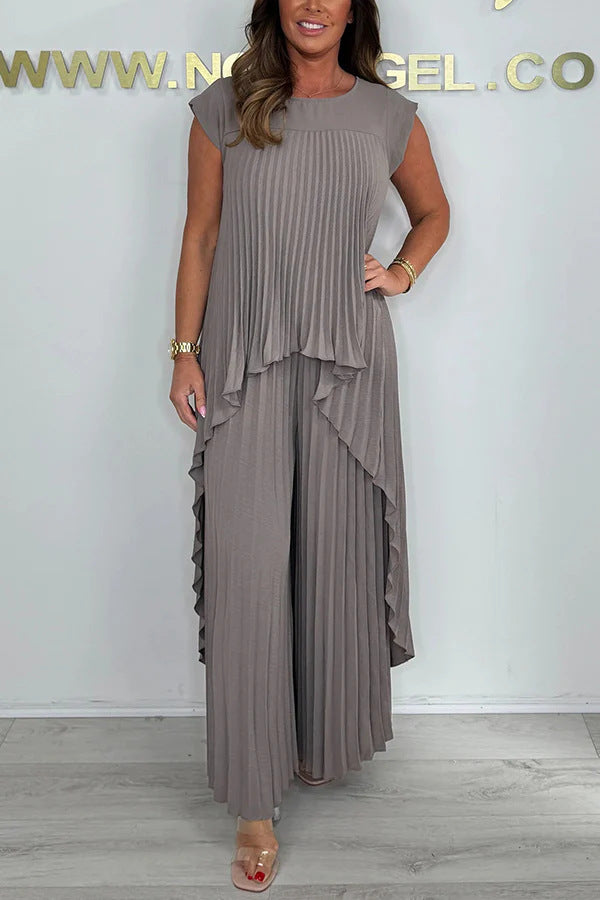 Dame Elegant Folds Jumpsuit Sæt Stilla