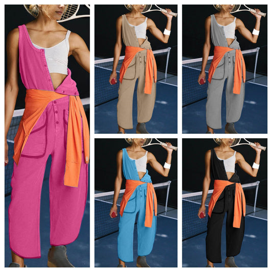 Dame Sporty Jumpsuit med afslappede knapdetaljer og praktiske lommer Stilla