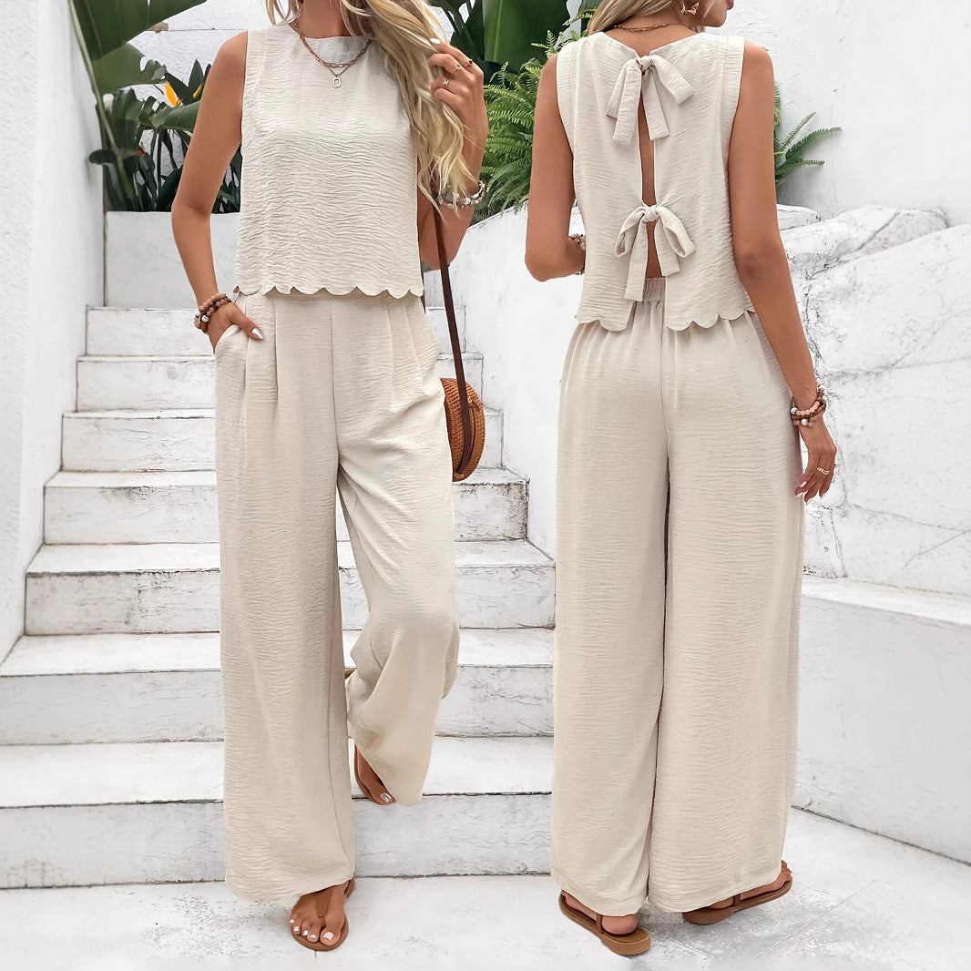 Dame afslappet jumpsuit med struktureret overdel Stilla
