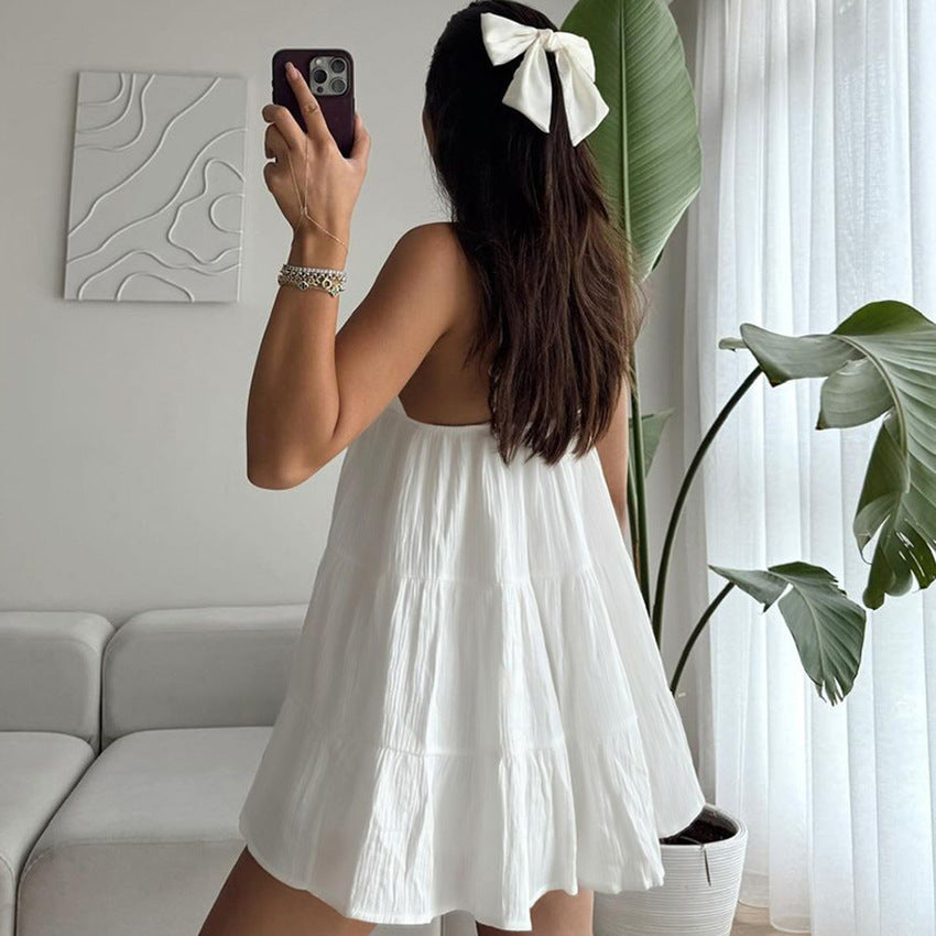 Dame afslappet sommerkjole med luftig A-linje og justerbare spaghetti-stropper Stilla