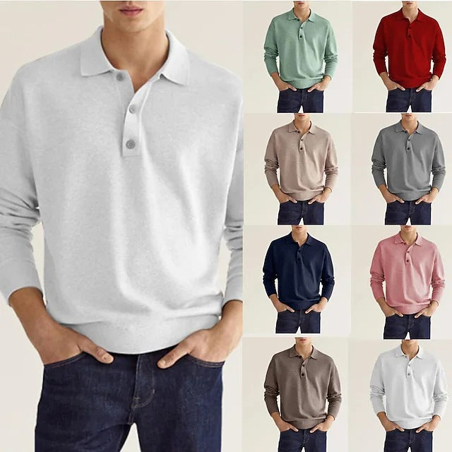 Herre Langærmet Poloshirt med behagelig pasform og kvalitetsbomuldsblanding Stilla