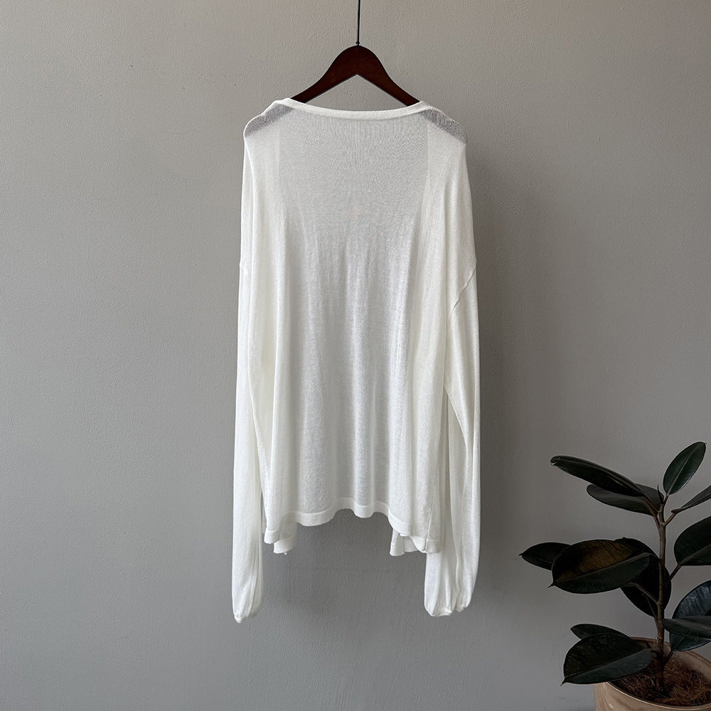 Dame afslappet longsleeve-shirt med oversized snit og raglanærmer Stilla