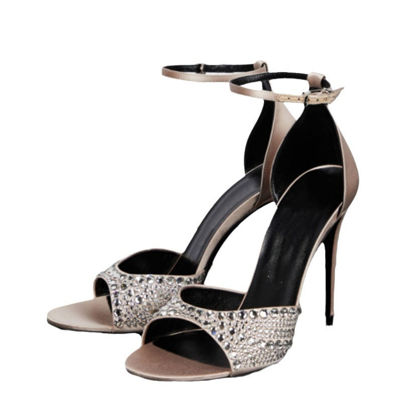 Dame Elegant Højglans Stiletto Sandaler med Rhinsten-Accenter Stilla