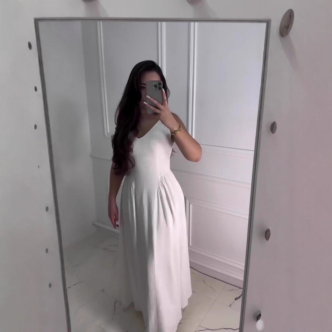 Dame Elegant A-linje Midi Kjole med Flared Skirt Stilla