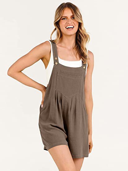 Stilla | Casual Kvinder Bomuld Linned Lomme Bred Ben Playsuit