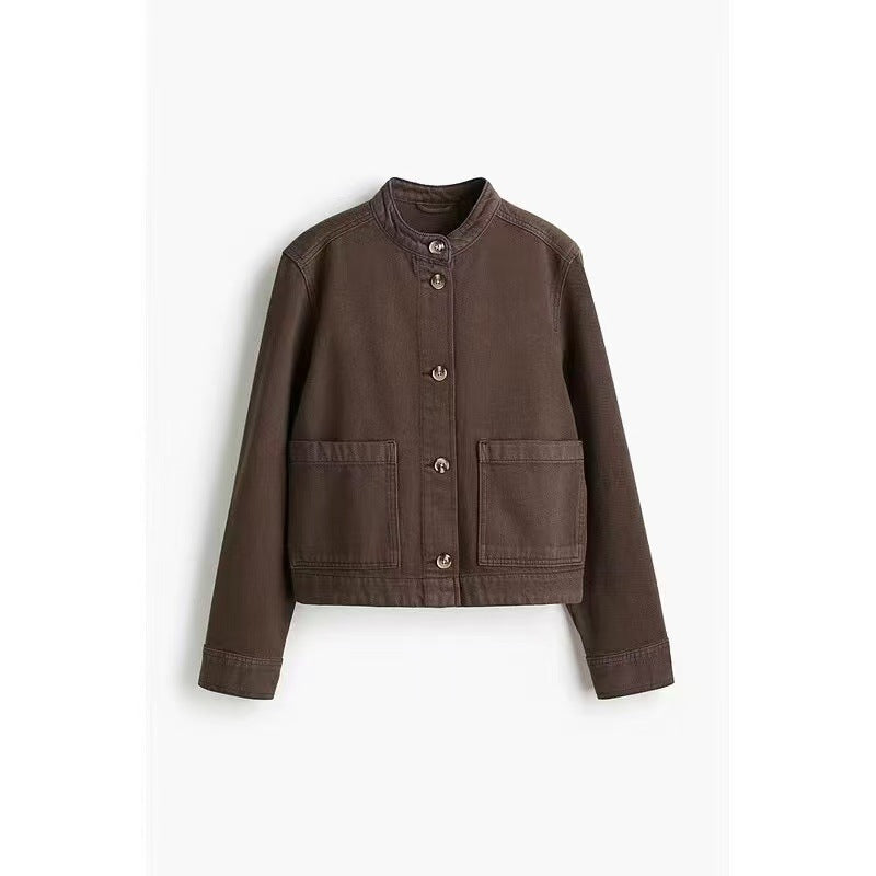 Dame afslappet overgangsjakke med praktiske lommer og elegant krave Stilla