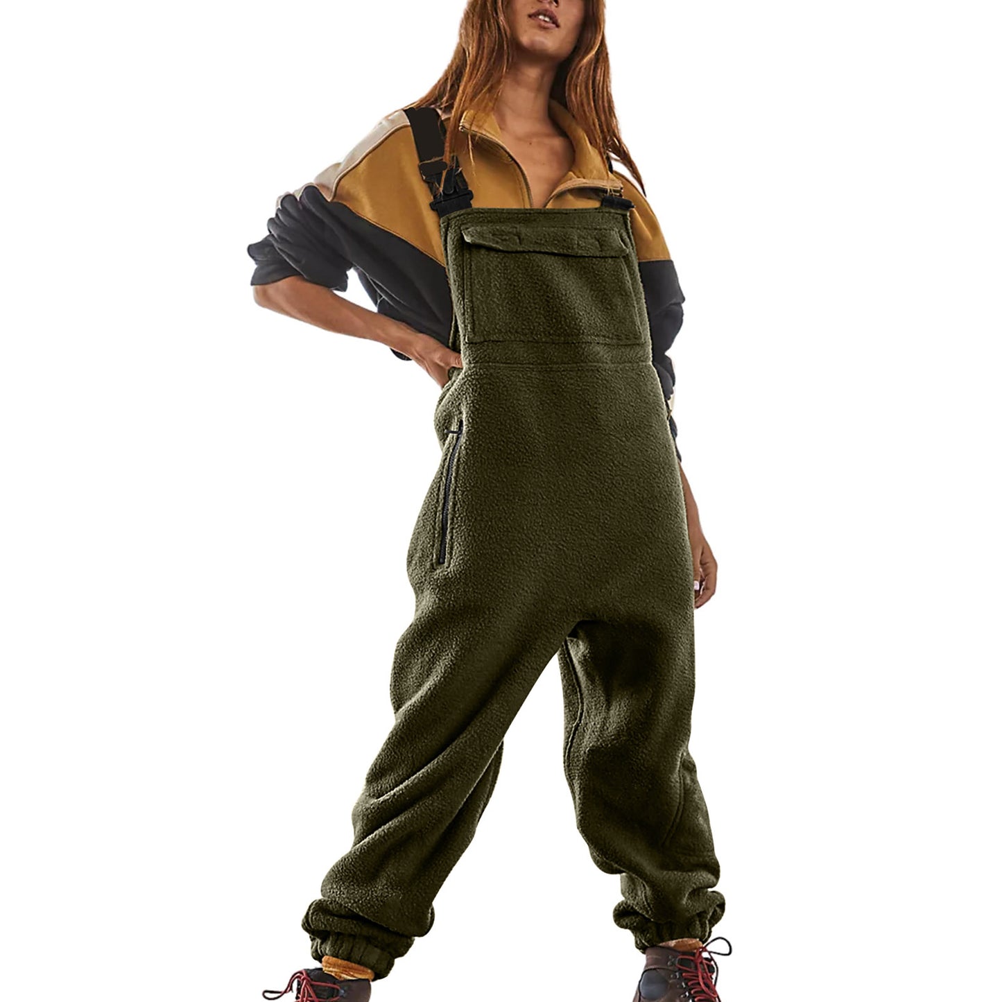 Dame Casual Fleece Jumpsuit med sidelommer Stilla