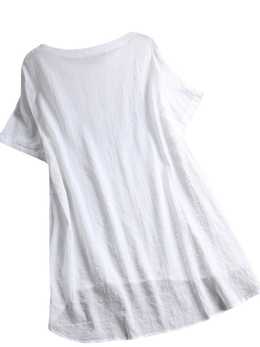 Dame afslappet skjorte med knapliste og sidelæg Stilla