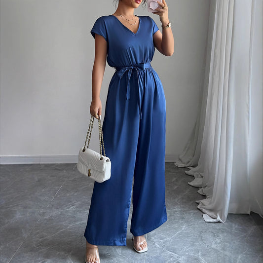 Dame elegant jumpsuit med figursyet snit og bred ben Stilla
