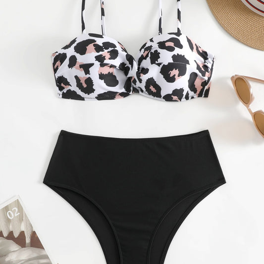 Dame bikini-sæt med formende push-up top og højtaljede trusser Stilla