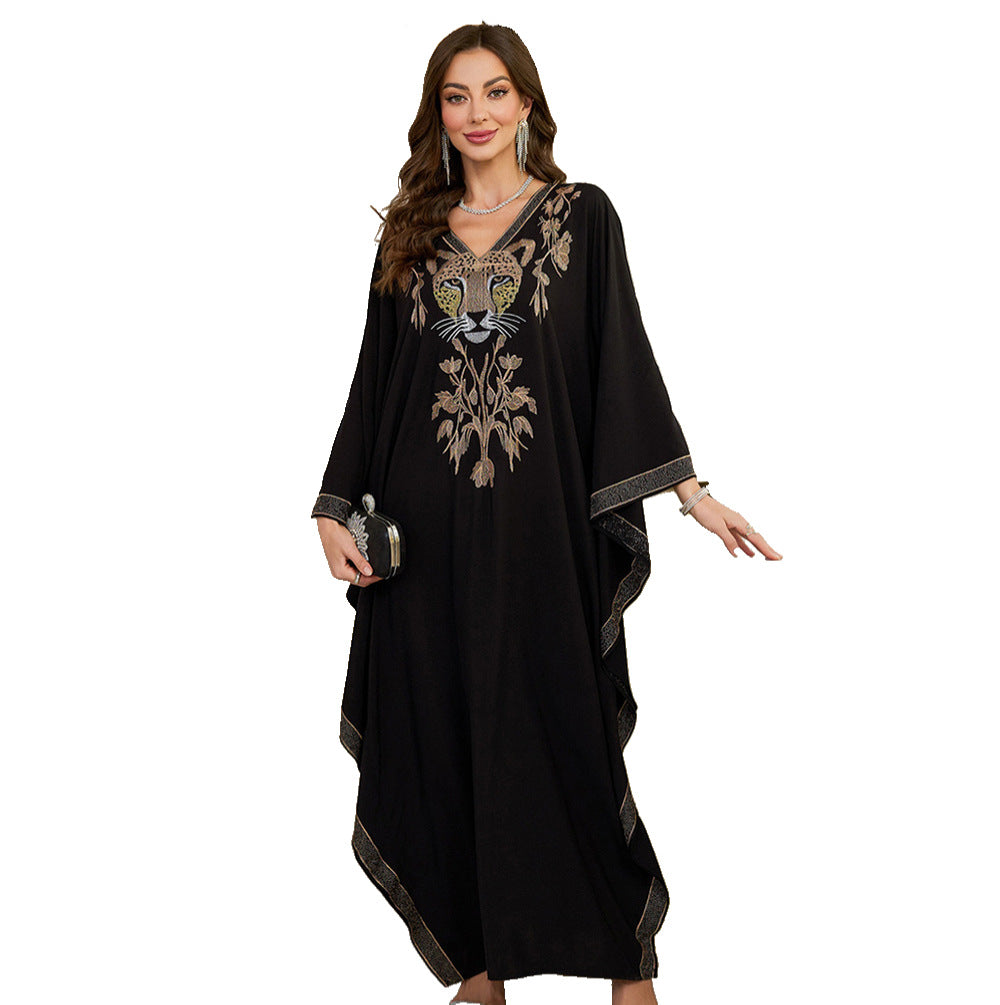 Dame Elegant Kaftan med kunstnerisk dyresyning og bred pasform Stilla