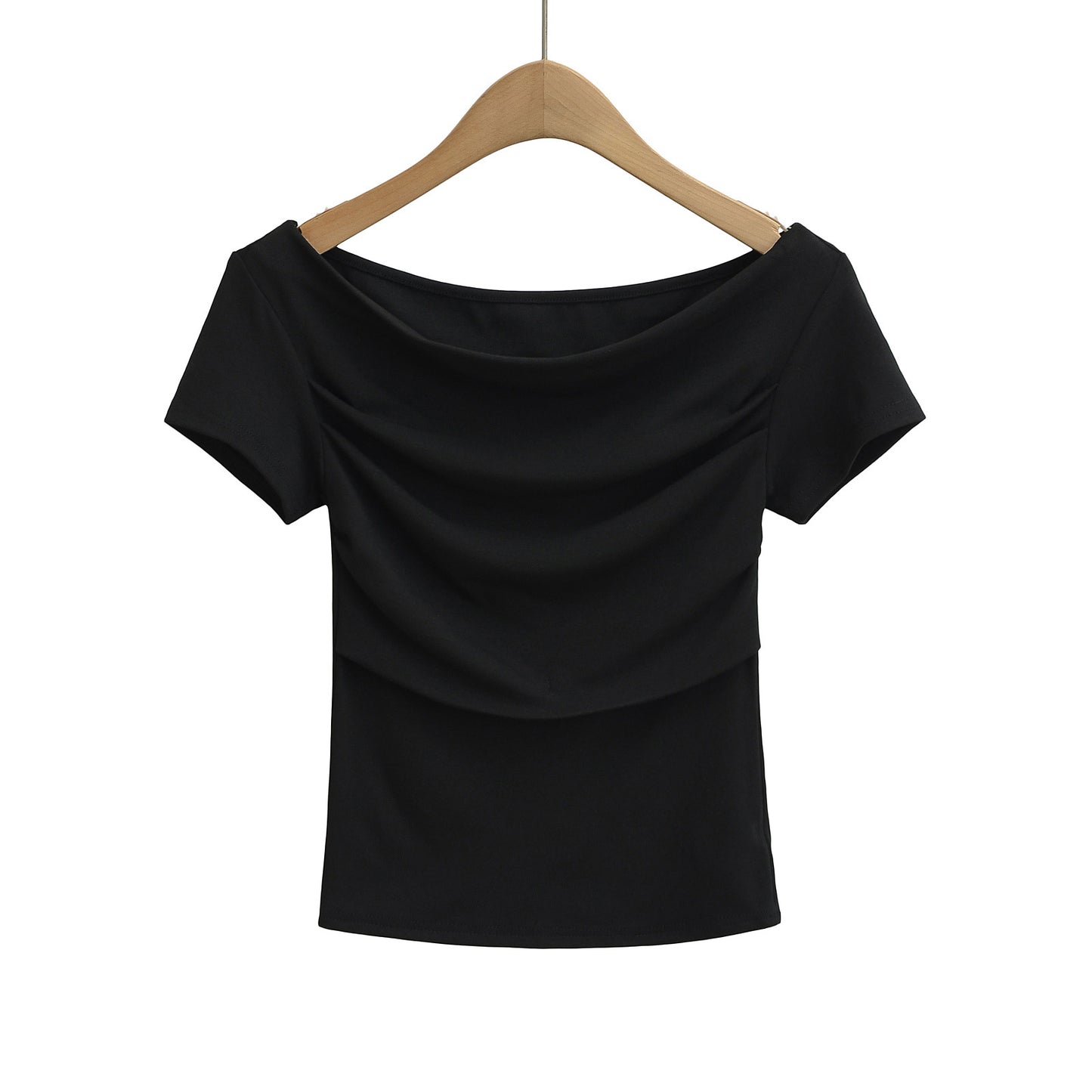 Dame afslappet crop-top med elegant off-shoulder-design og raffineret drapering Stilla